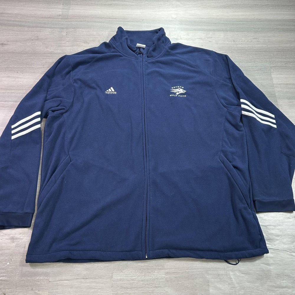 Nevada Wolf Pack Jacket Mens 2XL Blue NCAA College Adidas Fleece Full Zip